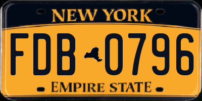 NY license plate FDB0796