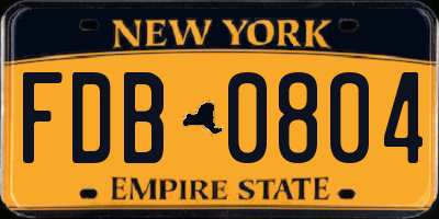 NY license plate FDB0804
