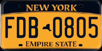 NY license plate FDB0805