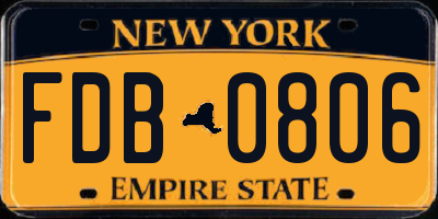 NY license plate FDB0806