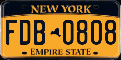 NY license plate FDB0808