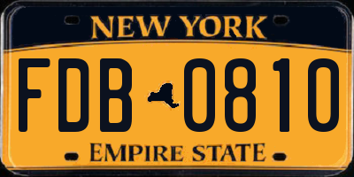 NY license plate FDB0810