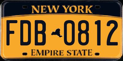 NY license plate FDB0812
