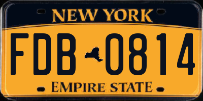 NY license plate FDB0814