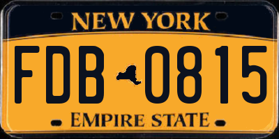 NY license plate FDB0815