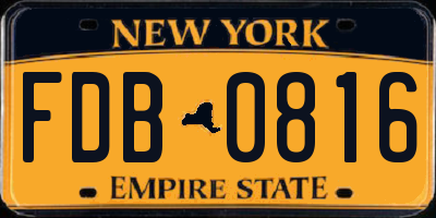 NY license plate FDB0816