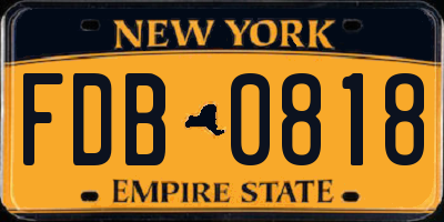 NY license plate FDB0818