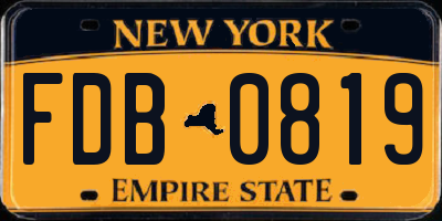 NY license plate FDB0819