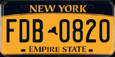 NY license plate FDB0820
