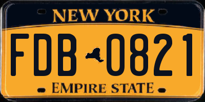 NY license plate FDB0821