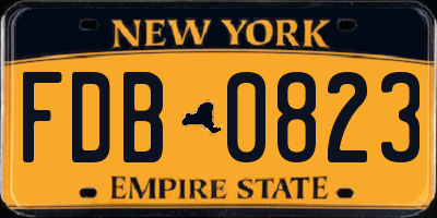 NY license plate FDB0823