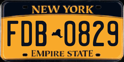 NY license plate FDB0829