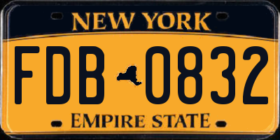 NY license plate FDB0832