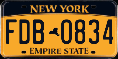 NY license plate FDB0834