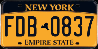 NY license plate FDB0837