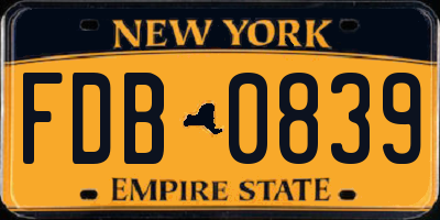 NY license plate FDB0839