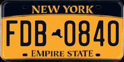 NY license plate FDB0840