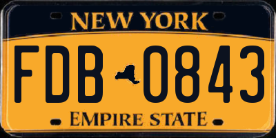 NY license plate FDB0843