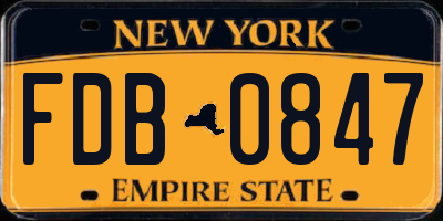 NY license plate FDB0847