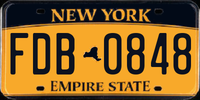 NY license plate FDB0848