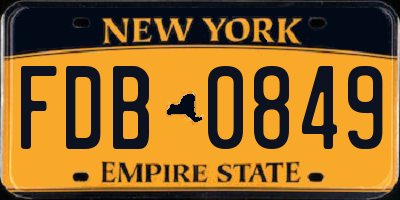 NY license plate FDB0849