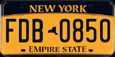 NY license plate FDB0850