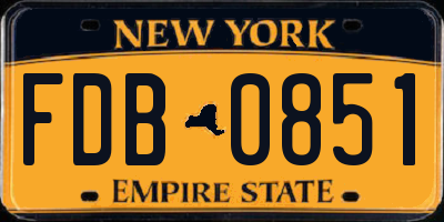NY license plate FDB0851