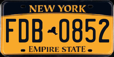 NY license plate FDB0852