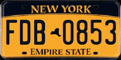NY license plate FDB0853