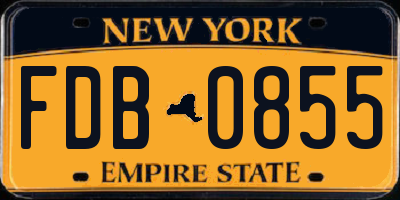 NY license plate FDB0855