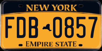 NY license plate FDB0857