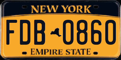 NY license plate FDB0860