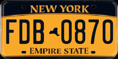 NY license plate FDB0870