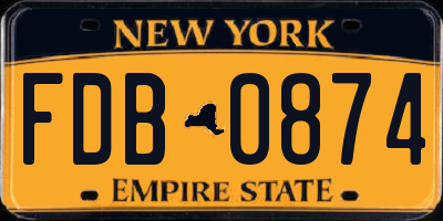 NY license plate FDB0874