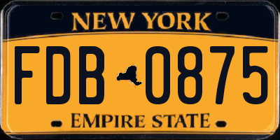 NY license plate FDB0875