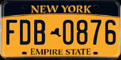NY license plate FDB0876