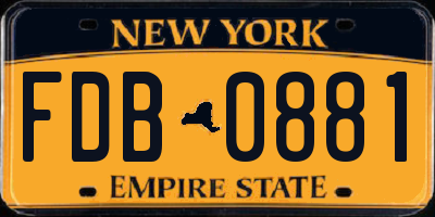 NY license plate FDB0881