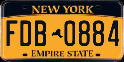NY license plate FDB0884
