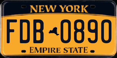NY license plate FDB0890
