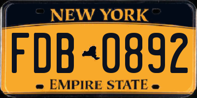 NY license plate FDB0892