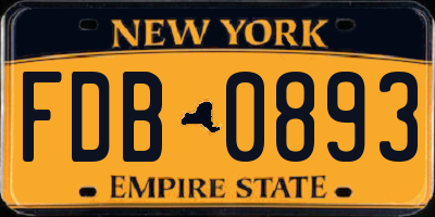NY license plate FDB0893