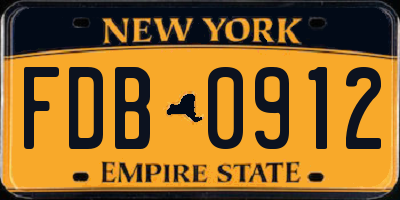 NY license plate FDB0912