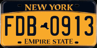 NY license plate FDB0913