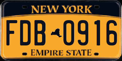 NY license plate FDB0916