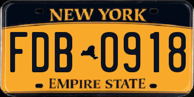 NY license plate FDB0918