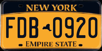 NY license plate FDB0920