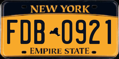 NY license plate FDB0921