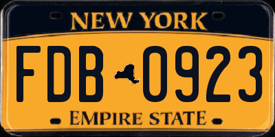 NY license plate FDB0923