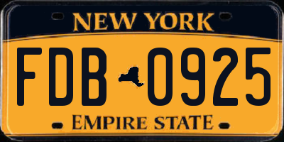 NY license plate FDB0925