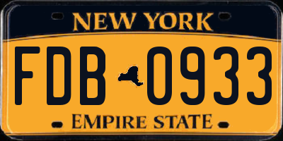 NY license plate FDB0933